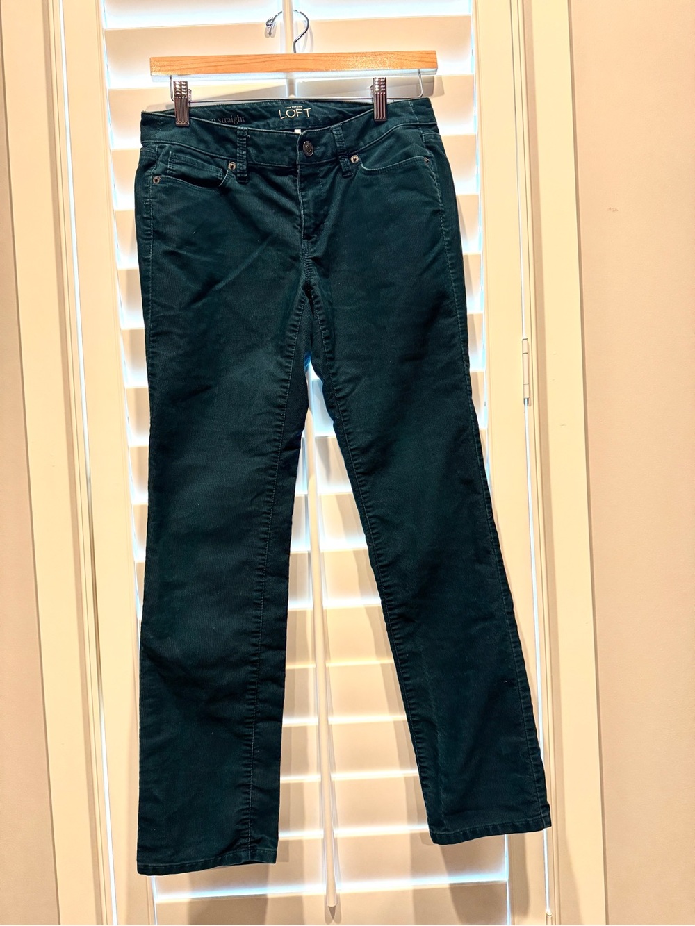 LOFT Modern Straight Corduroy Pants in Teal Blue